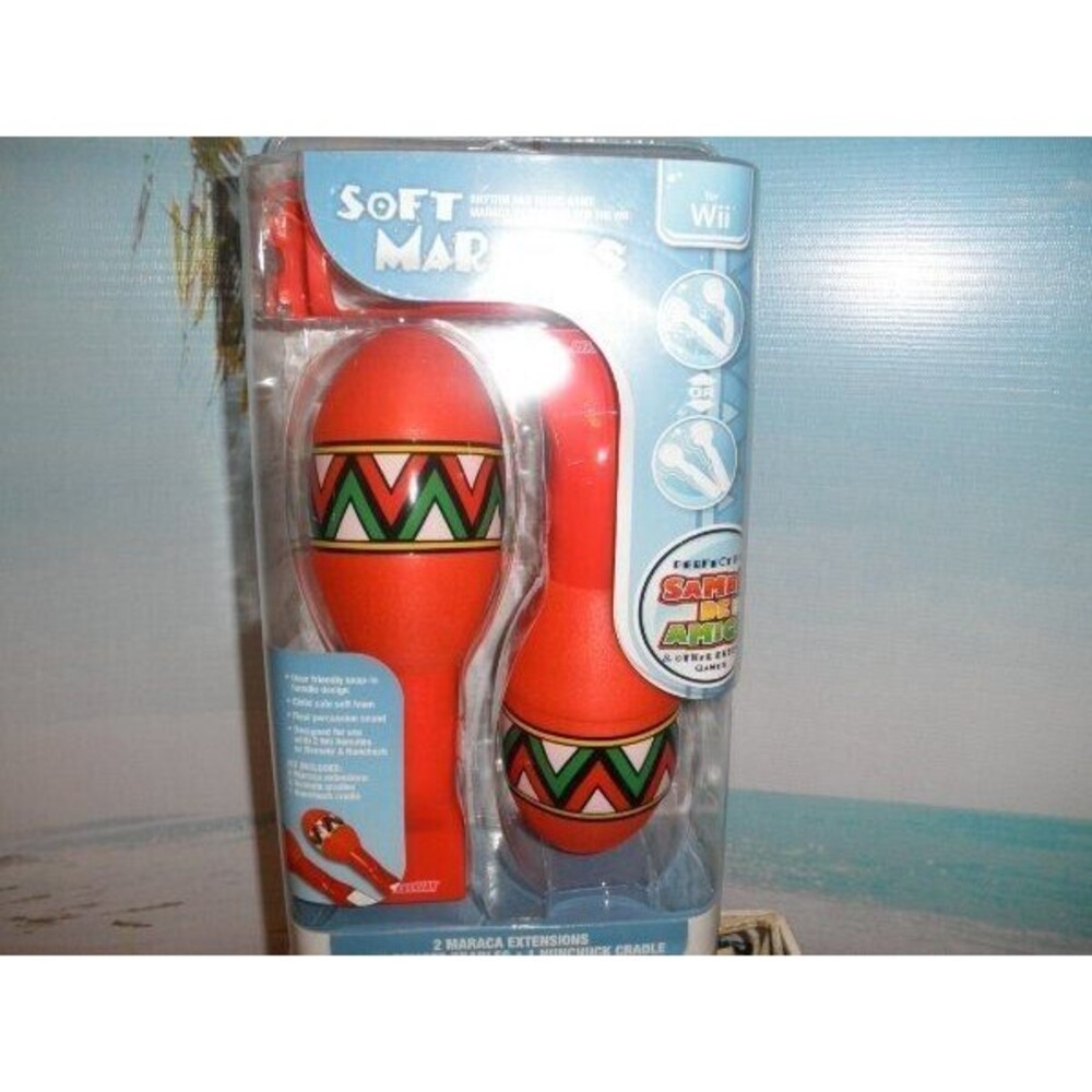 (SET OF 2) NEW BY DREAMGEAR, SOFT MARACAS FOR NINTENDO Wii RED